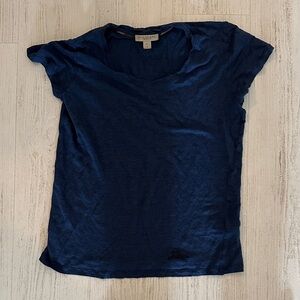Burberry Navy Short Sleeve Scoop Neck Tee